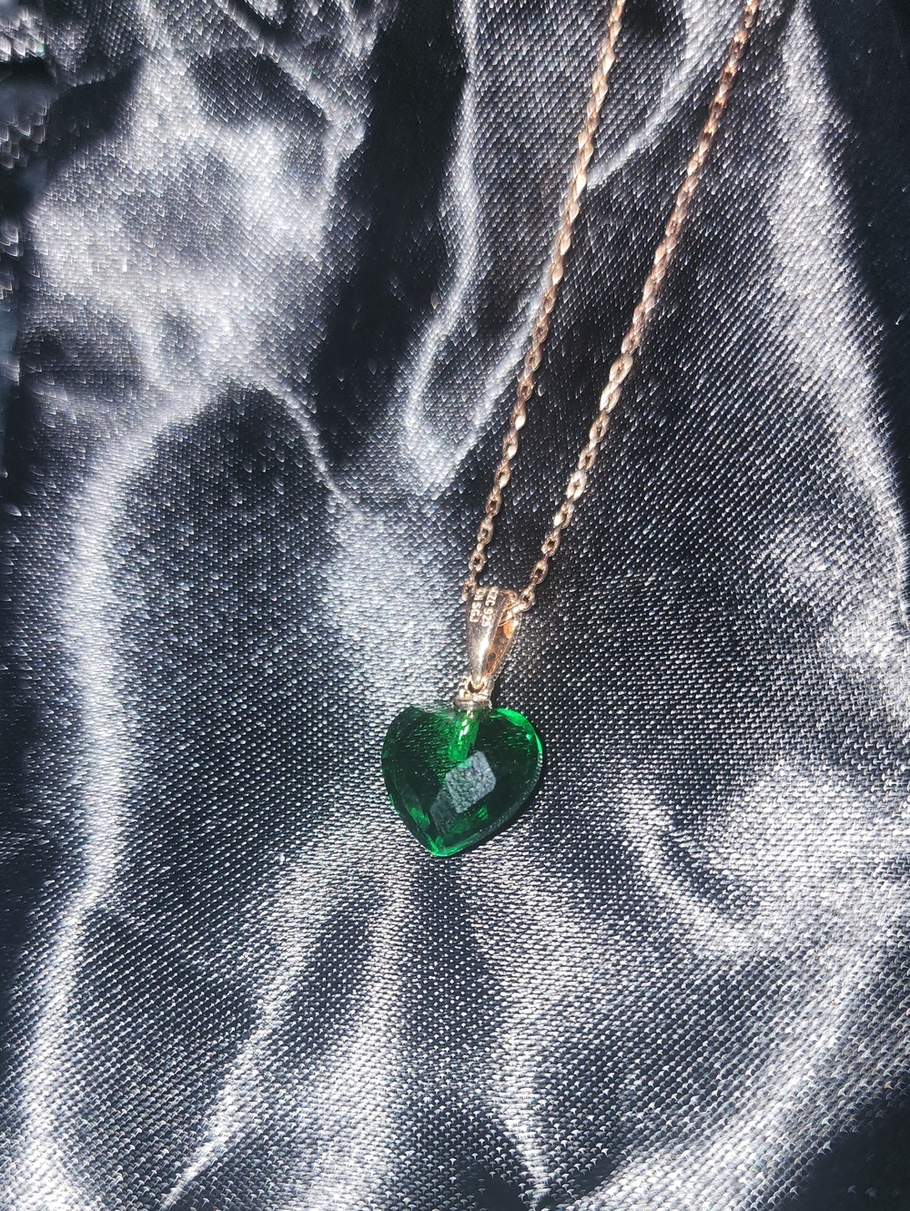 Emerald Heart Crystal Necklace for Women - Gold Chain